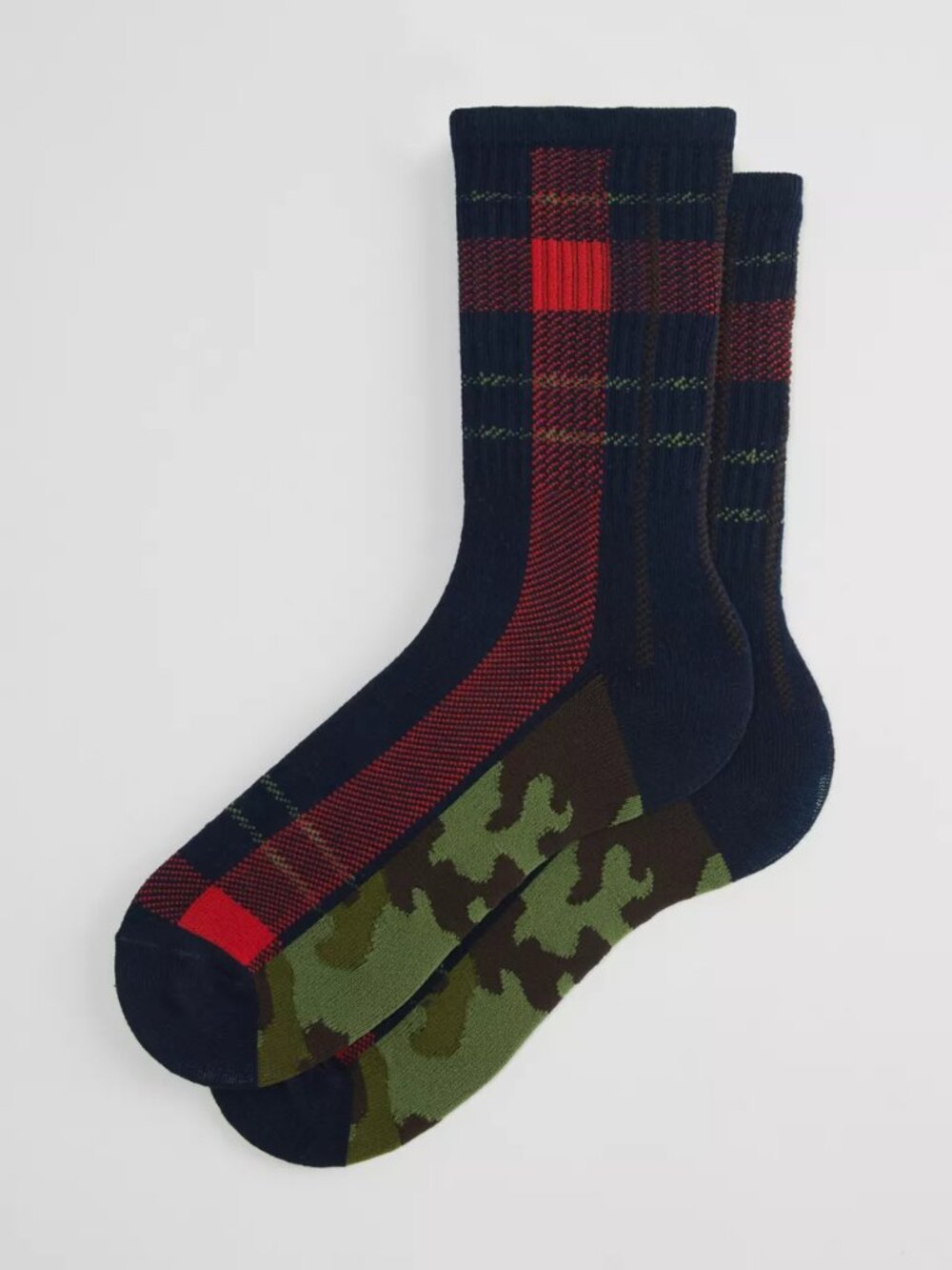 NWT Urban Outfitters Camo & Plaid Crew Sock